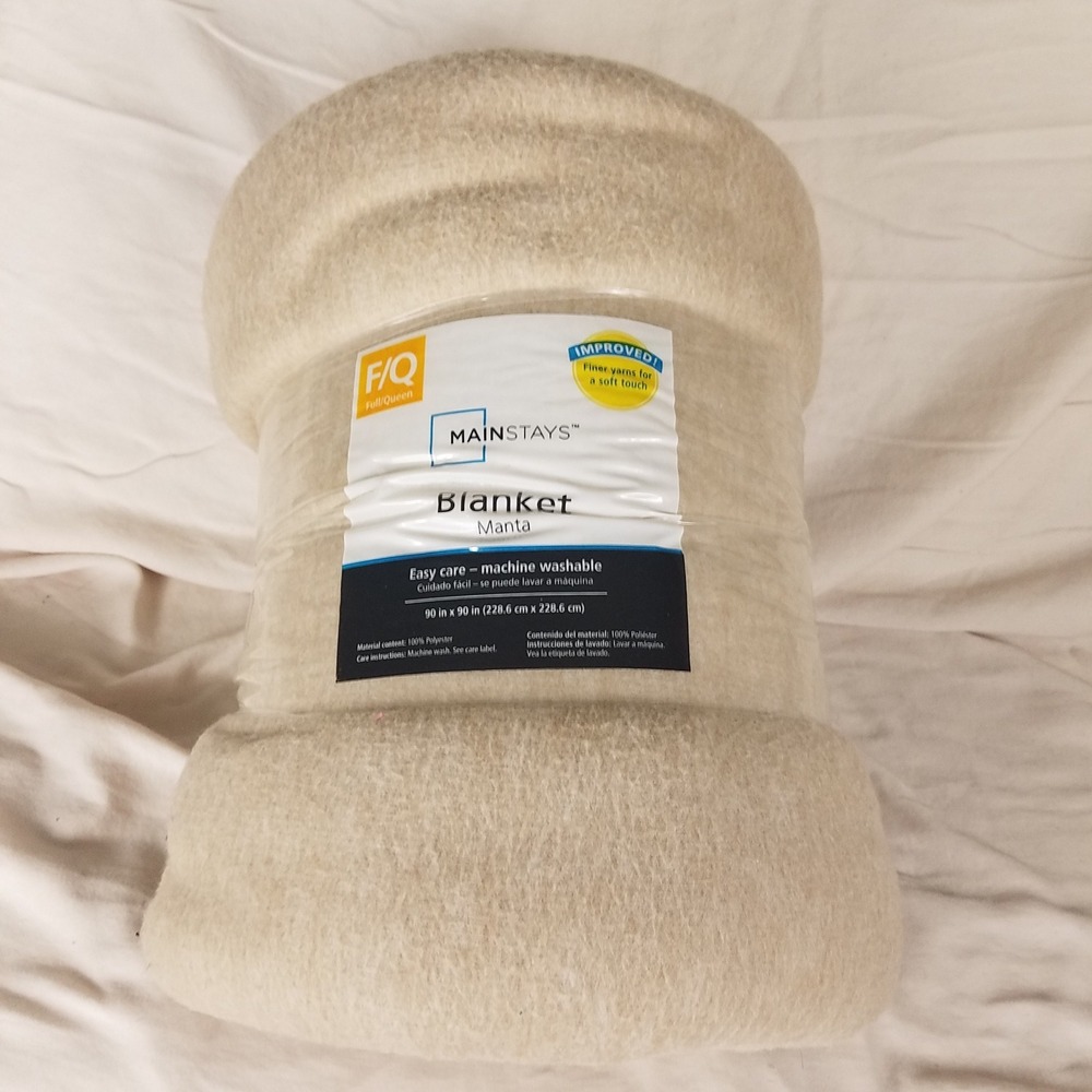 Mainstays Blanket Full Queen Tan Beige New Fleece Solid Soft Machine Washable